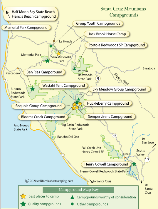 Santa Cruz Mountains Campground Map