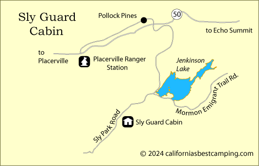 Sly Guard Cabin map, Eldorado National Forest, CA