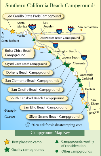 Southern California Beaches Campground Map