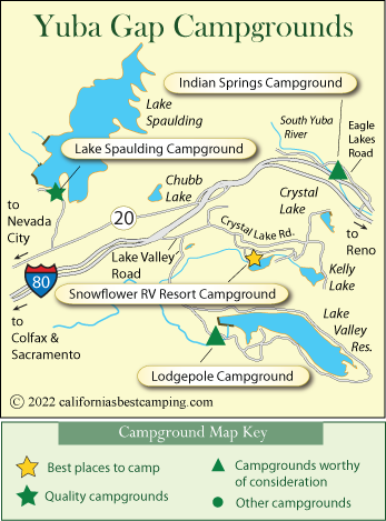 map of campgrounds around Yuba Gap