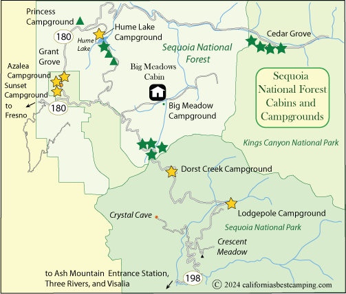 Map of northern Sequoia National Forest