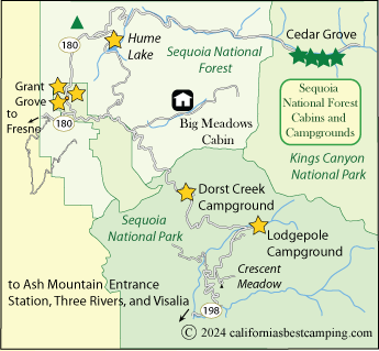 Map of northern Sequoia National Forest